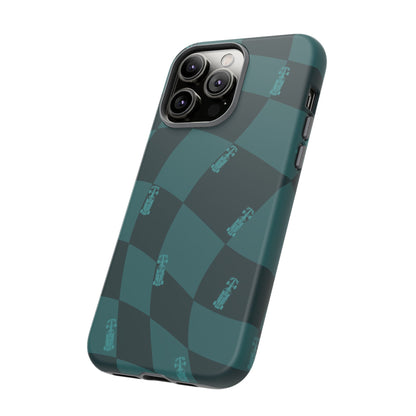 F1 Phone Case Teal Checkered Design, Trendy F1 Gift, Formula 1 Gift, Cute F1 Phone Case, Unique Formula One Phone Case