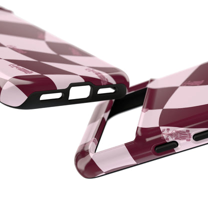 F1 Phone Case Pink Checkered Design, Trendy F1 Gift, Formula 1 Gift, Cute F1 Phone Case, Unique Formula One Phone Case