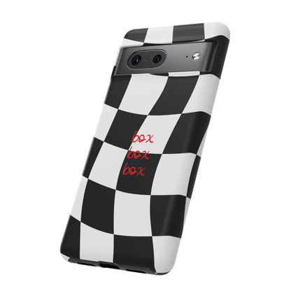 Black and Red Checkered F1 Phone Case, Box Box Box F1 Phone Case