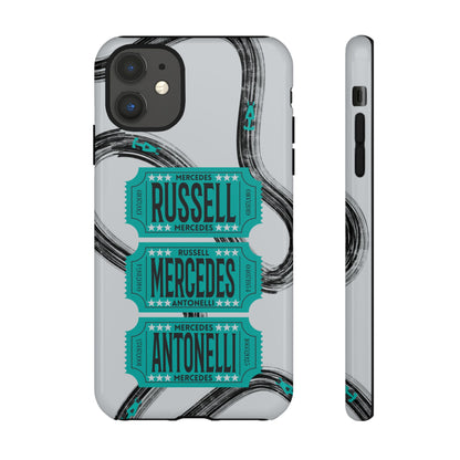 Mercedes F1 Phone Case Painted Ticket Stubs, Trendy F1 Gift, Formula 1 Gift, Cute F1 Phone Case