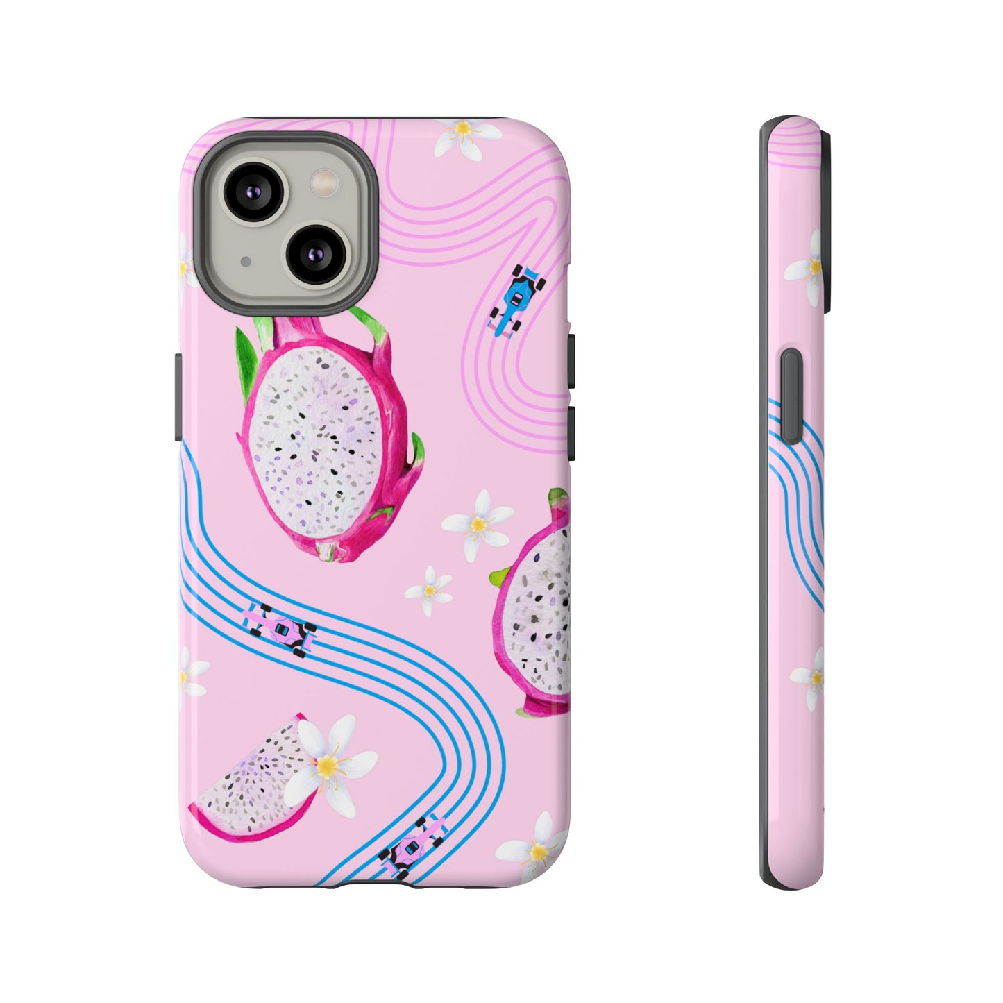 Pink F1 Alpine and Dragonfruit Phone Case, Trendy F1 Gift, Formula 1 Gift, Cute Fruit F1 Phone Case, Unique Phone Case