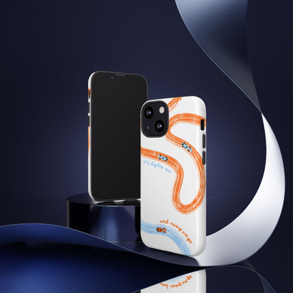 McLaren F1 Phone Case Orange and Blue Painted "its lights out and away we go", Trendy F1 Gift, Formula 1 Gift, Cute F1 Phone Case