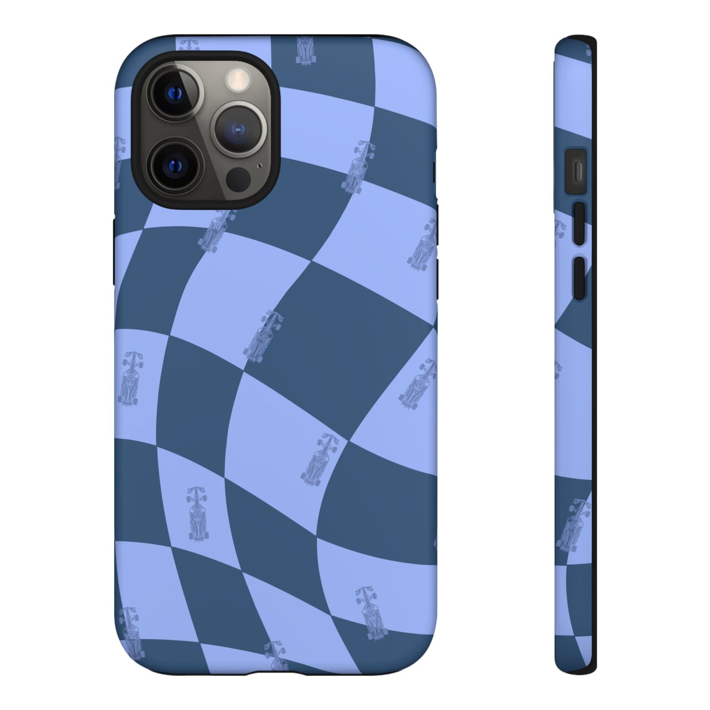 F1 Phone Case Blue Checkerboard Design, Trendy F1 Gift, Formula 1 Gift, Cute F1 Phone Case, Unique Formula One Phone Case
