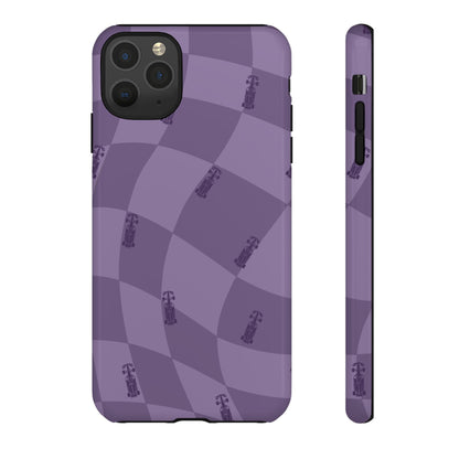 F1 Phone Case Purple Checkered Design, Trendy F1 Gift, Formula 1 Gift, Cute F1 Phone Case, Unique Formula One Phone Case