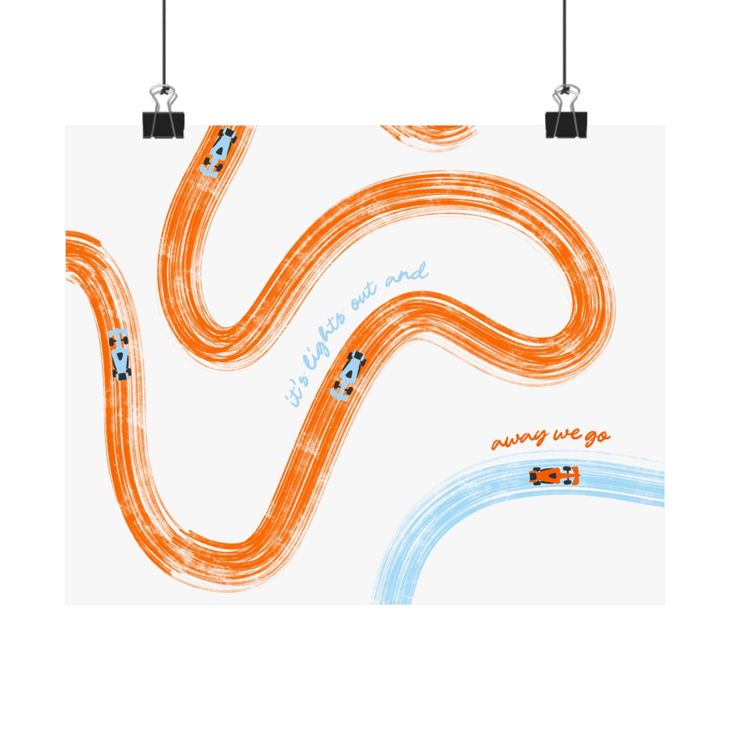 McLaren Orange and Blue Matte Horizontal Poster | US SIZING