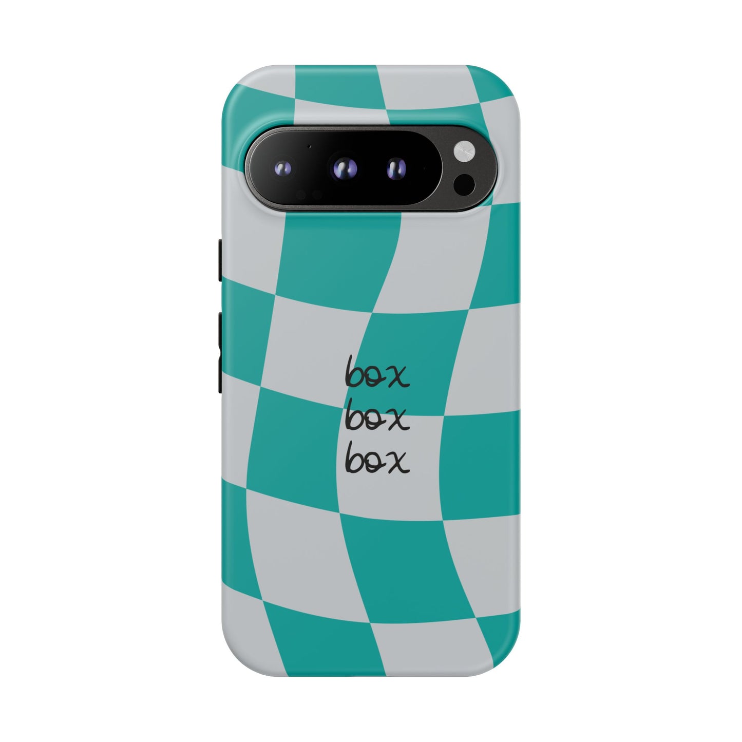 Mercedes Teal and Grey Checkered F1 Phone Case, Box Box Box F1 Phone Case