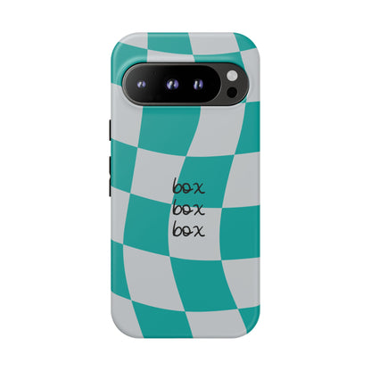 Mercedes Teal and Grey Checkered F1 Phone Case, Box Box Box F1 Phone Case