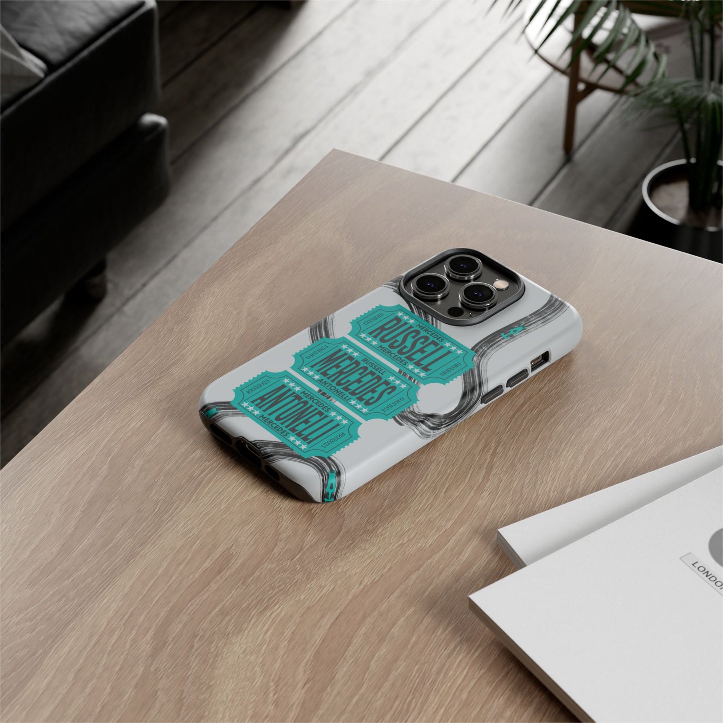 Mercedes F1 Phone Case Painted Ticket Stubs, Trendy F1 Gift, Formula 1 Gift, Cute F1 Phone Case