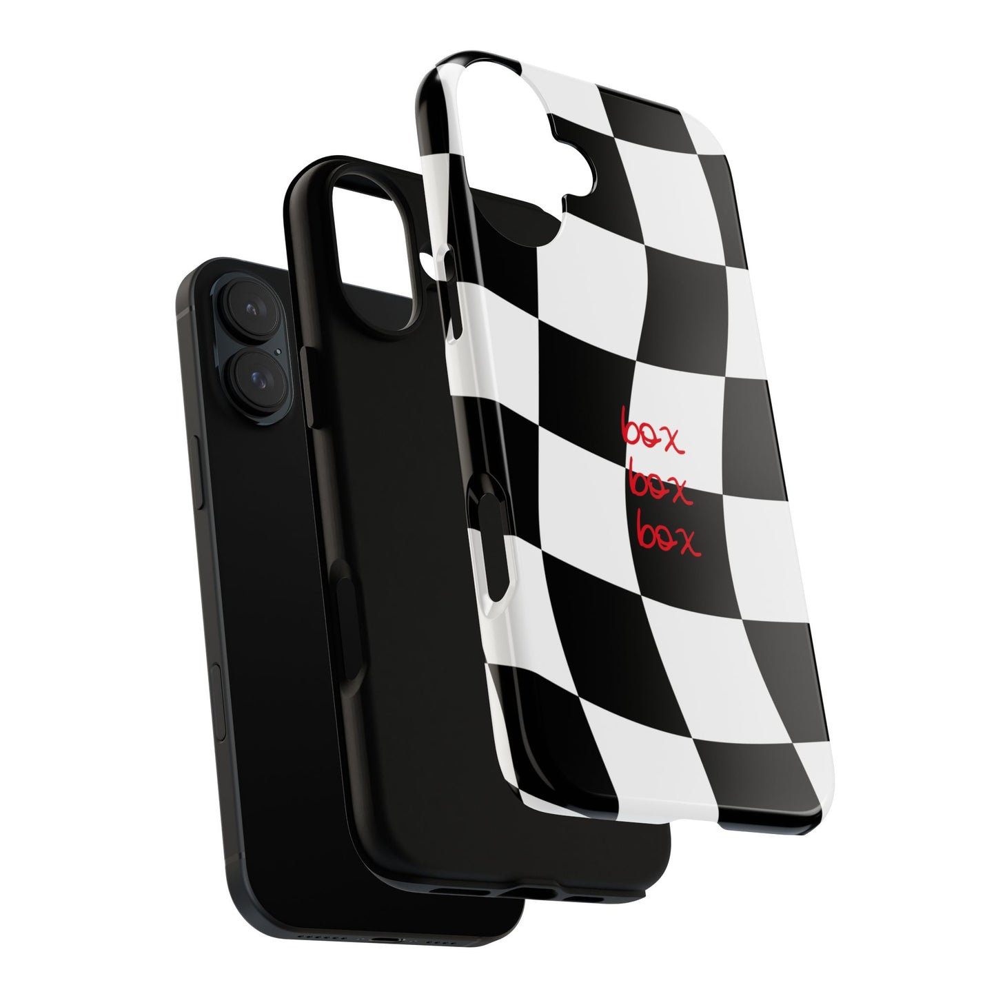 Black and Red Checkered F1 Phone Case, Box Box Box F1 Phone Case