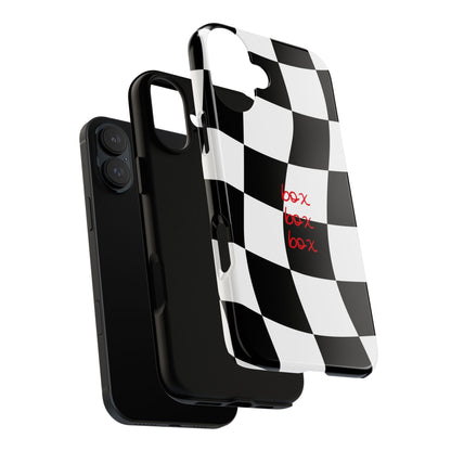 Black and Red Checkered F1 Phone Case, Box Box Box F1 Phone Case