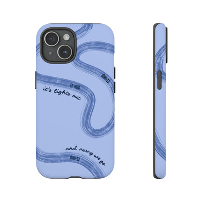F1 Phone Case Monochrome Blue Painted "its lights out and away we go", Trendy F1 Gift, Formula 1 Gift, Cute F1 Phone Case, Phone Case
