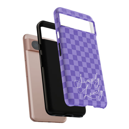 Simply Lovely Purple Checkered F1 Phone Case Design, Trendy F1 Gift, Formula 1 Gift, Cute F1 Phone Case
