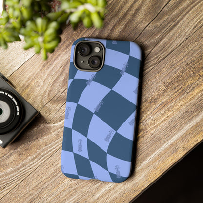 F1 Phone Case Blue Checkerboard Design, Trendy F1 Gift, Formula 1 Gift, Cute F1 Phone Case, Unique Formula One Phone Case
