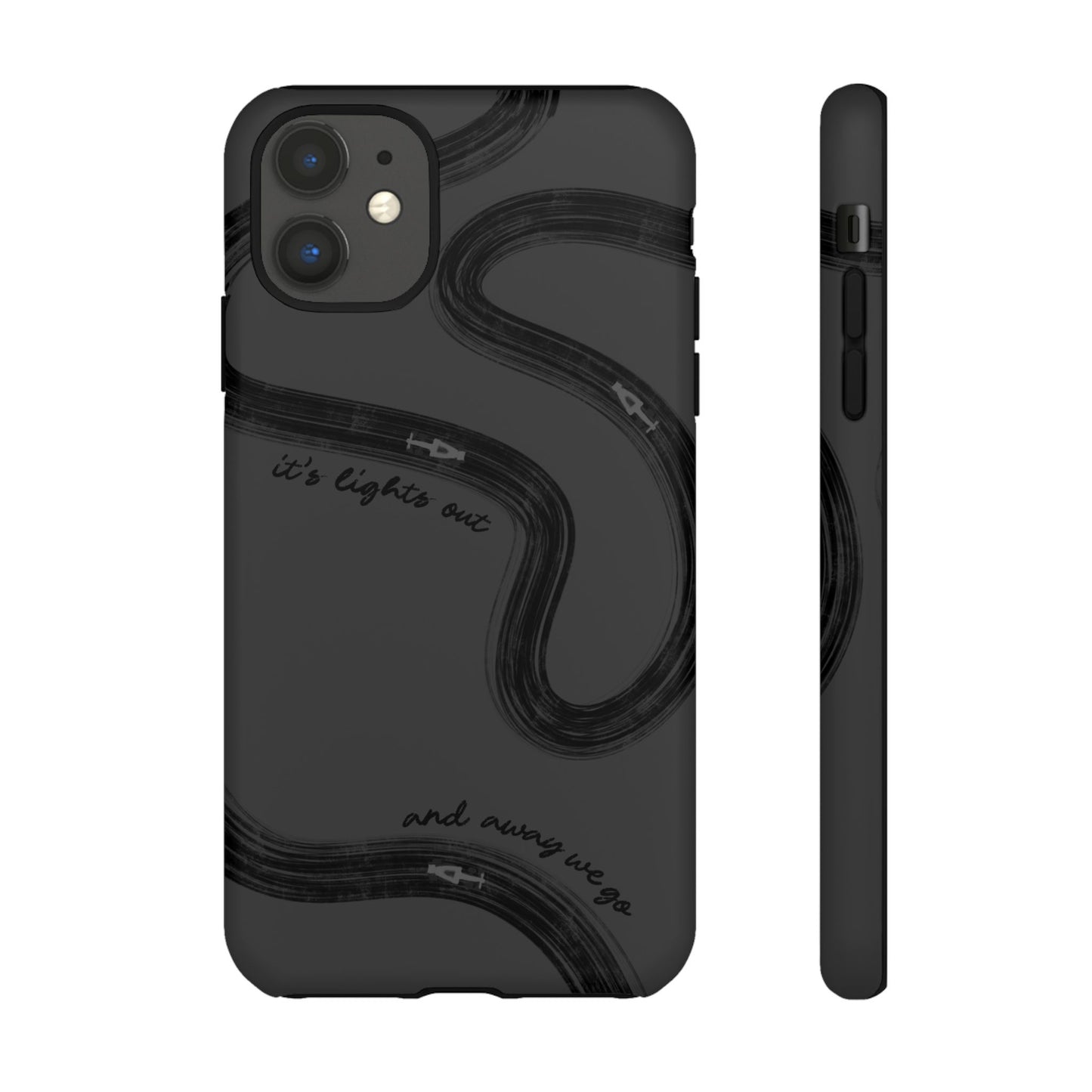 F1 Phone Case Monochrome Black Painted "its lights out and away we go", Trendy F1 Gift, Formula 1 Gift, Cute F1 Phone Case, Phone Case
