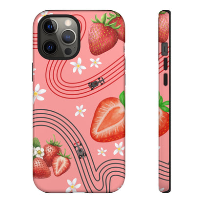 Red F1 Audi and Strawberries Phone Case, Trendy F1 Gift, Formula 1 Gift, Cute Fruit F1 Phone Case, Unique Phone Case