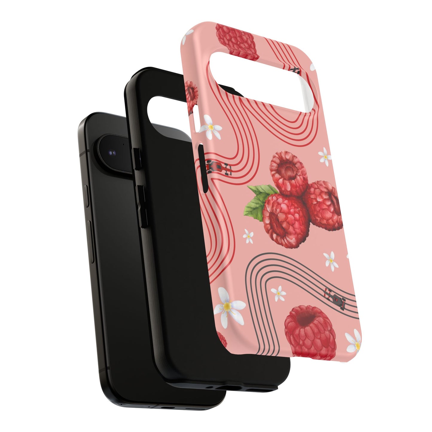 Red F1 Haas and Raspberries Phone Case, Trendy F1 Gift, Formula 1 Gift, Cute Fruit F1 Phone Case, Unique Phone Case