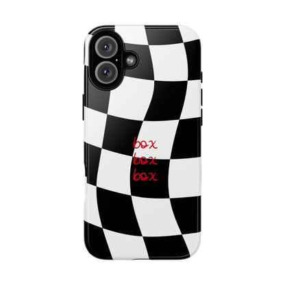 Black and Red Checkered F1 Phone Case, Box Box Box F1 Phone Case