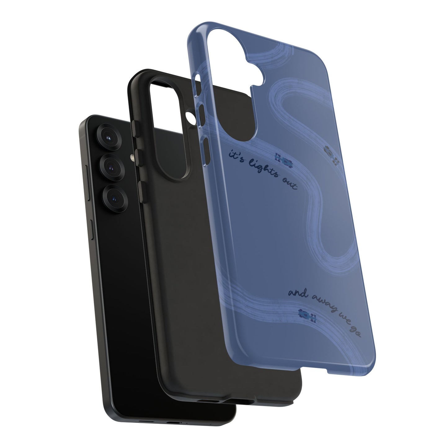 F1 Phone Case Monochrome Dark Blue Painted "its lights out and away we go", Trendy F1 Gift, Formula 1 Gift, Cute F1 Phone Case, Phone Case
