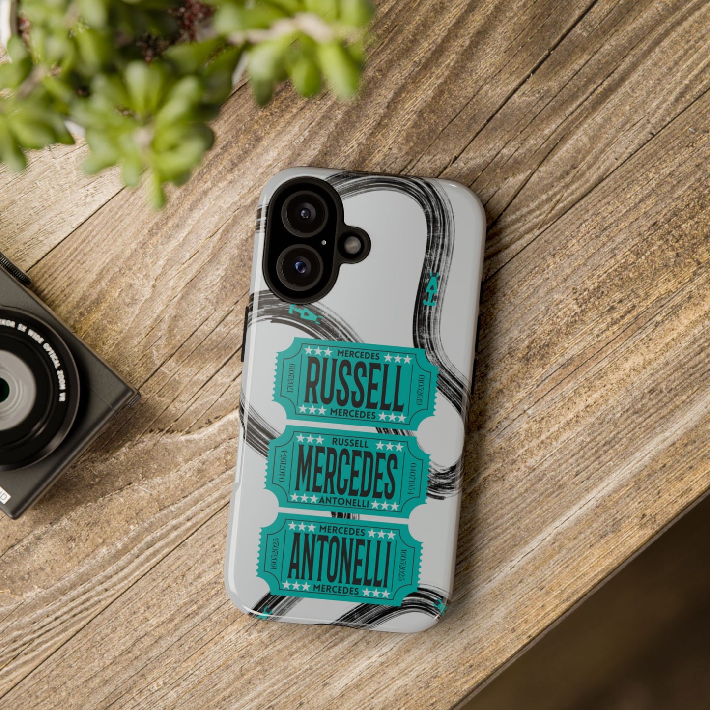 Mercedes F1 Phone Case Painted Ticket Stubs, Trendy F1 Gift, Formula 1 Gift, Cute F1 Phone Case