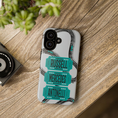 Mercedes F1 Phone Case Painted Ticket Stubs, Trendy F1 Gift, Formula 1 Gift, Cute F1 Phone Case