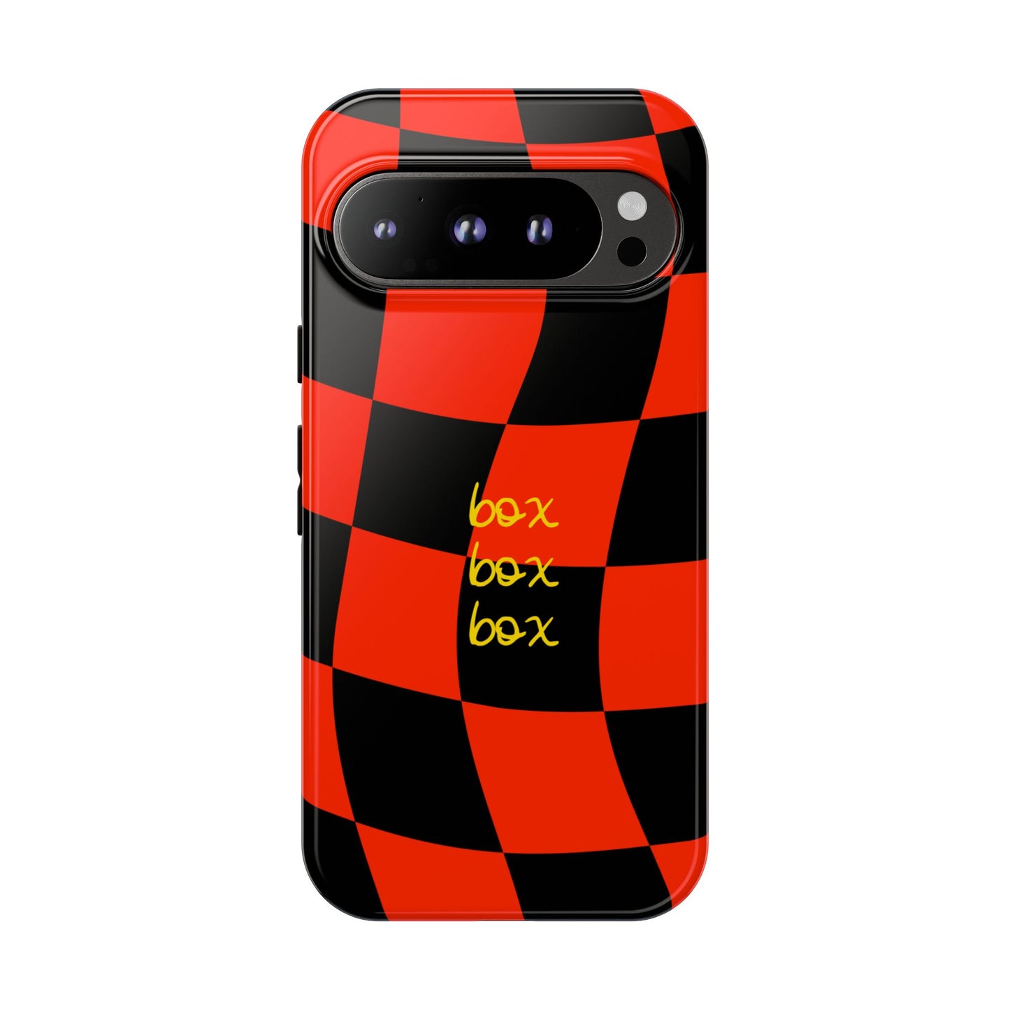 F1 Ferrari Black and Red Checkered Phone Case, Box Box Box F1 Phone Case