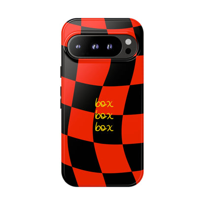 F1 Ferrari Black and Red Checkered Phone Case, Box Box Box F1 Phone Case