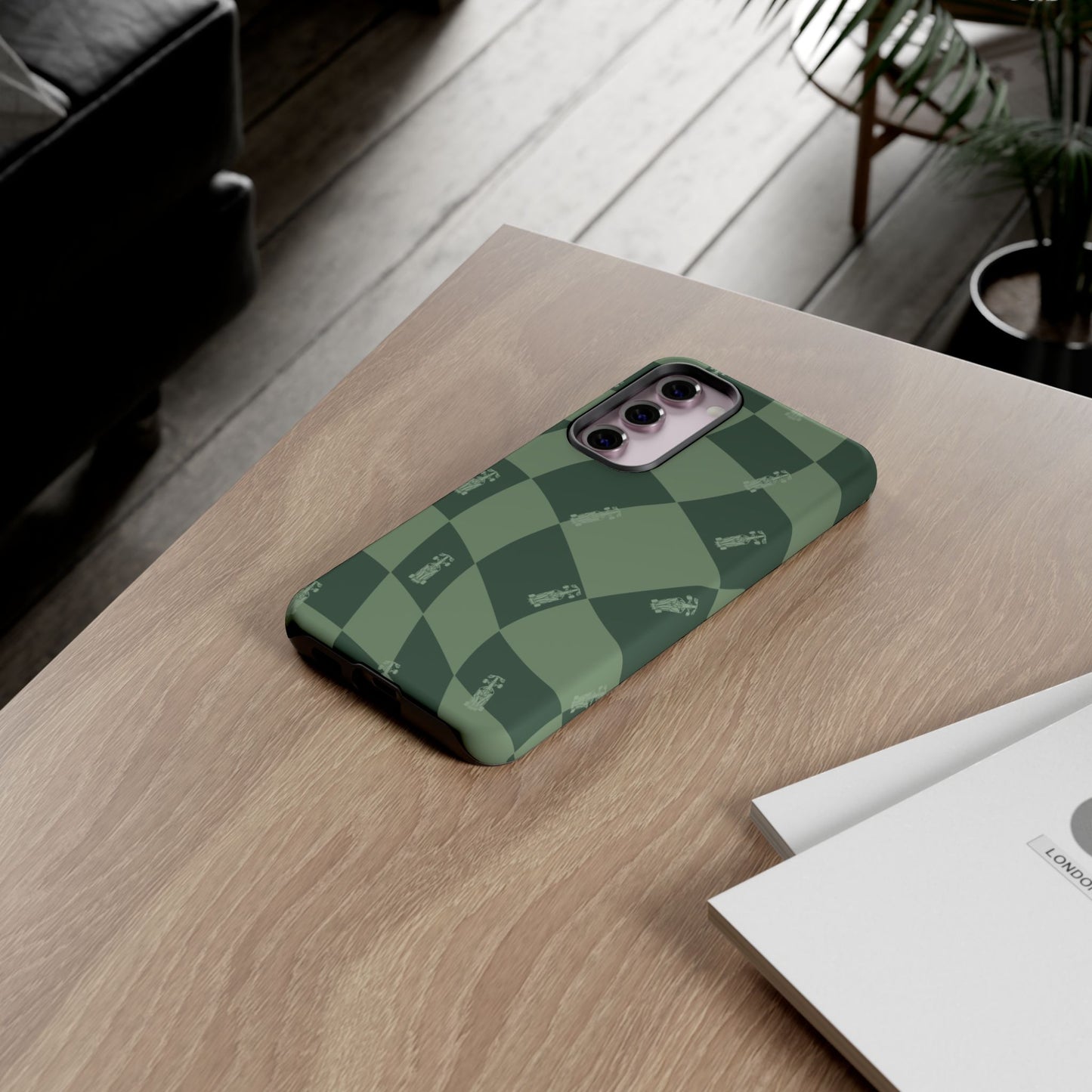 F1 Phone Case Green Checkerboard Design, Trendy F1 Gift, Formula 1 Gift, Cute F1 Phone Case, Unique Formula One Phone Case