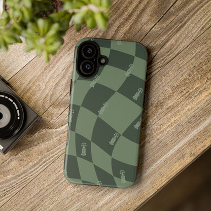 F1 Phone Case Green Checkerboard Design, Trendy F1 Gift, Formula 1 Gift, Cute F1 Phone Case, Unique Formula One Phone Case