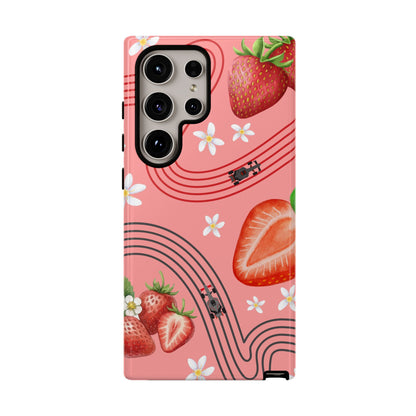 Red F1 Audi and Strawberries Phone Case, Trendy F1 Gift, Formula 1 Gift, Cute Fruit F1 Phone Case, Unique Phone Case