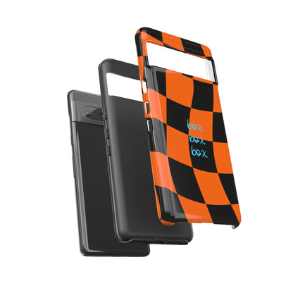 McLaren Orange and Black Checkered F1 Phone Case, Box Box Box F1 Phone Case