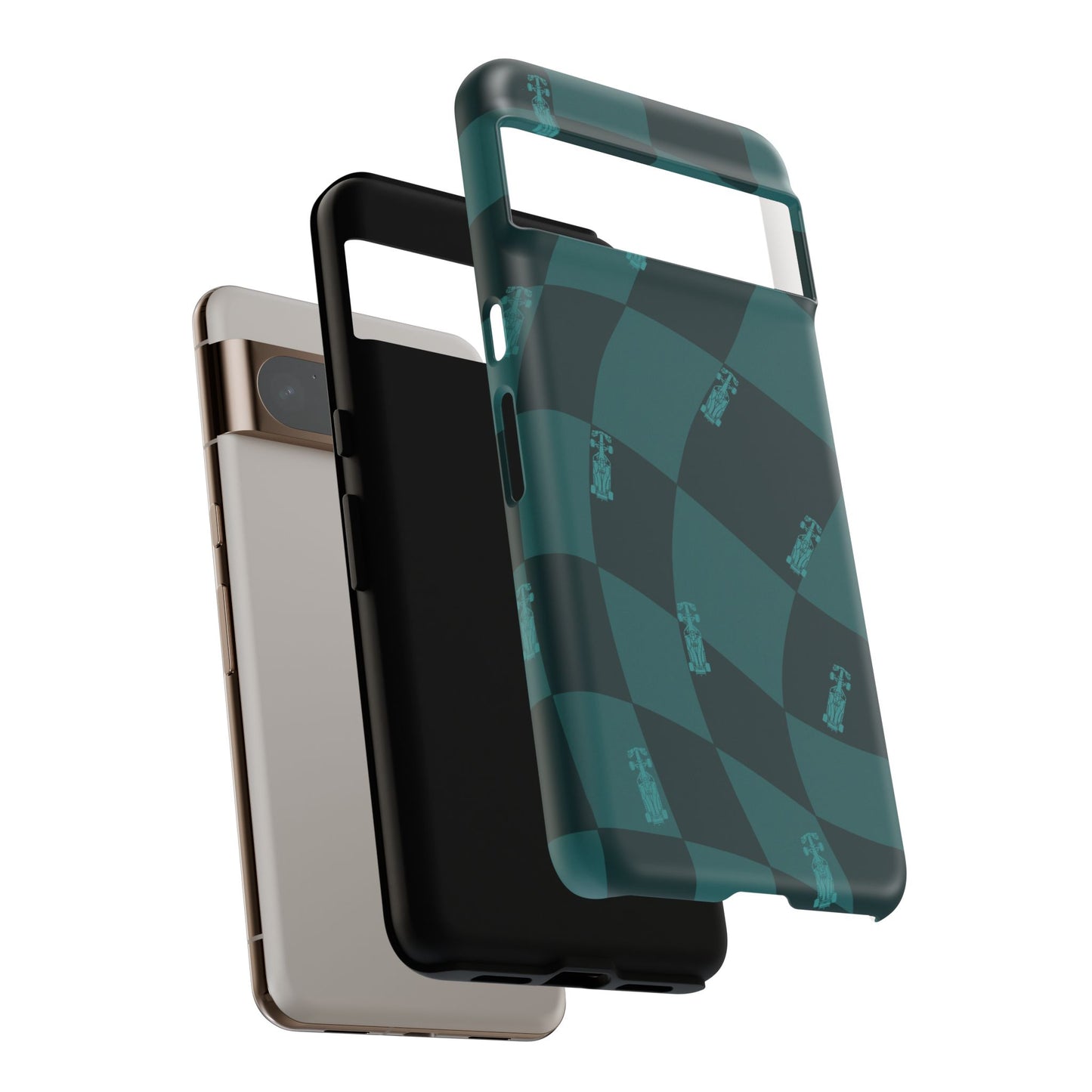 F1 Phone Case Teal Checkered Design, Trendy F1 Gift, Formula 1 Gift, Cute F1 Phone Case, Unique Formula One Phone Case