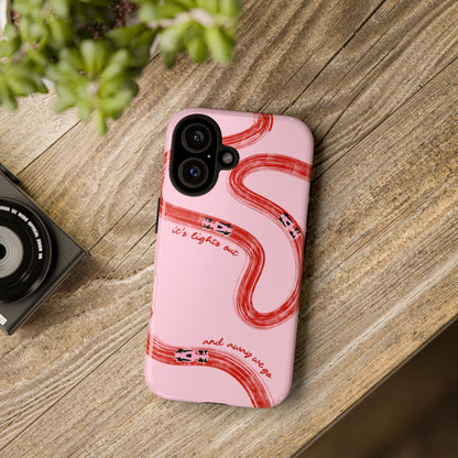 F1 Phone Case Pink and Red Painted "its lights out and away we go", Trendy F1 Gift, Formula 1 Gift, Cute F1 Phone Case, Unique Phone Case
