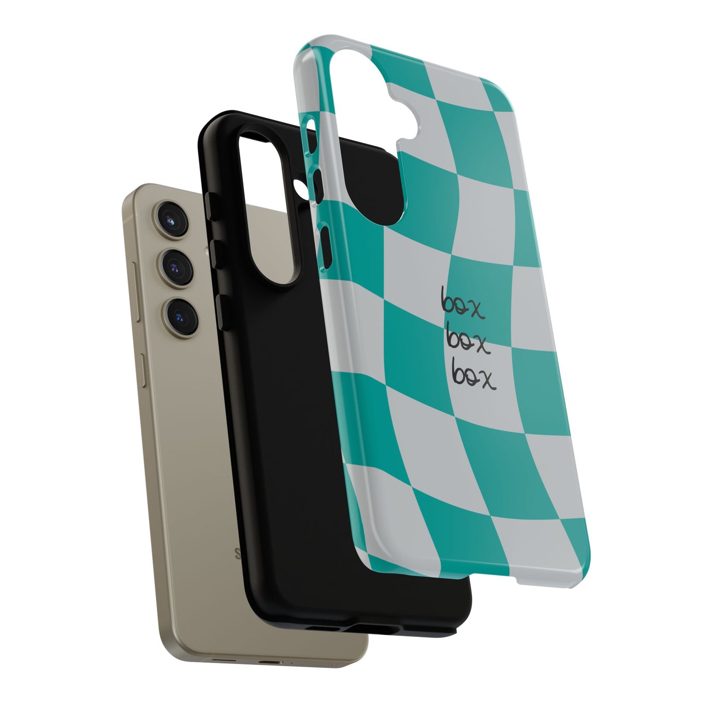 Mercedes Teal and Grey Checkered F1 Phone Case, Box Box Box F1 Phone Case