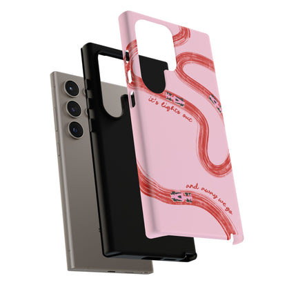 F1 Phone Case Pink and Red Painted "its lights out and away we go", Trendy F1 Gift, Formula 1 Gift, Cute F1 Phone Case, Unique Phone Case