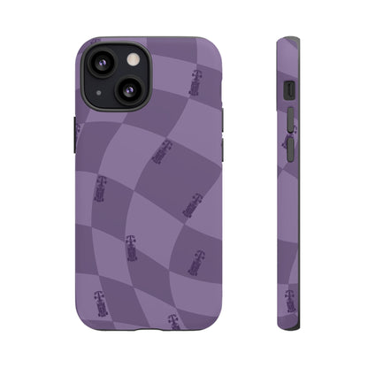 F1 Phone Case Purple Checkered Design, Trendy F1 Gift, Formula 1 Gift, Cute F1 Phone Case, Unique Formula One Phone Case