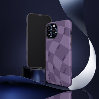 F1 Phone Case Purple Checkered Design, Trendy F1 Gift, Formula 1 Gift, Cute F1 Phone Case, Unique Formula One Phone Case