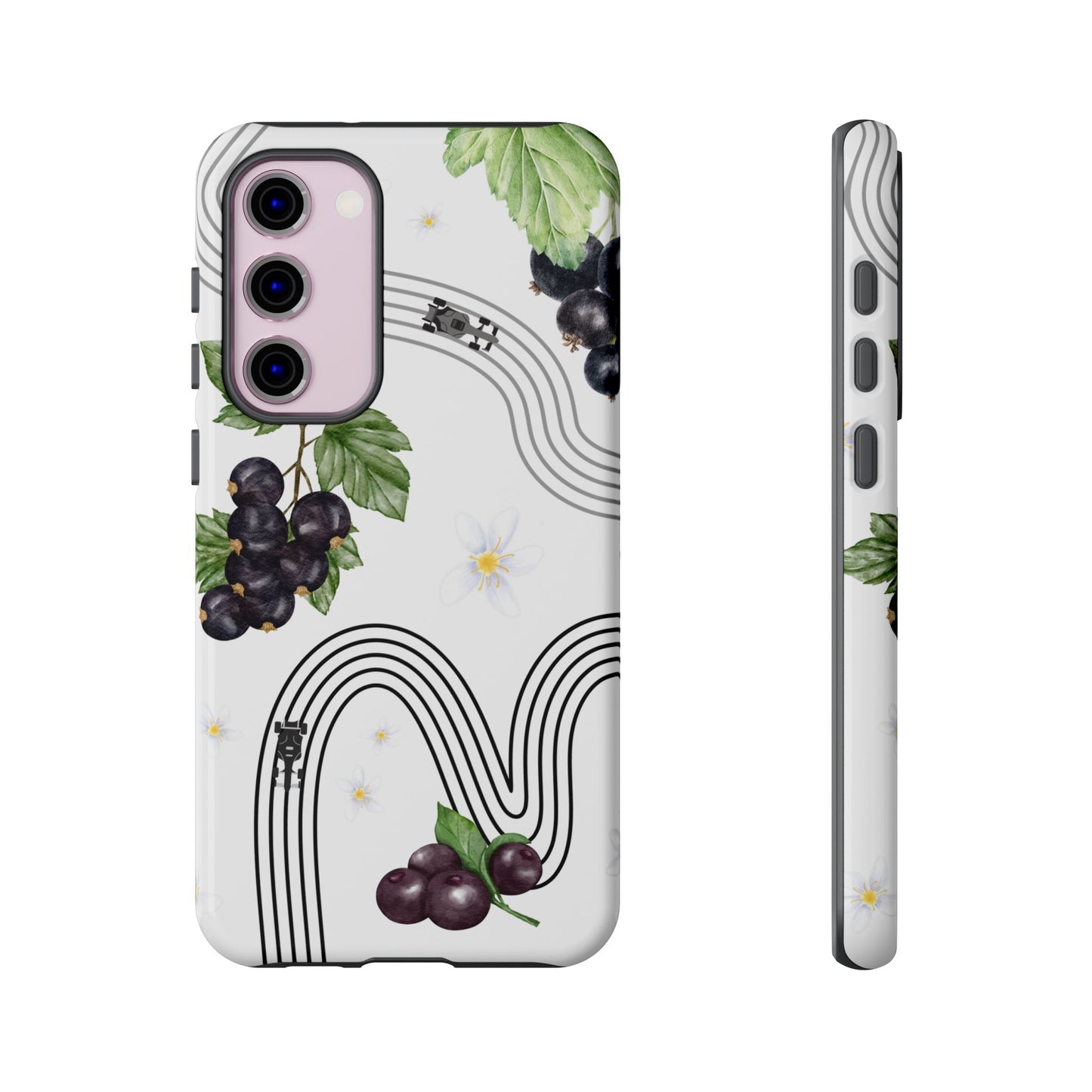 F1 Cadillac and Black Currants Phone Case, Trendy F1 Gift, Formula 1 Gift, Cute Fruit F1 Phone Case, Unique Phone Case
