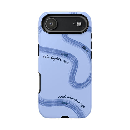 F1 Phone Case Monochrome Blue Painted "its lights out and away we go", Trendy F1 Gift, Formula 1 Gift, Cute F1 Phone Case, Phone Case