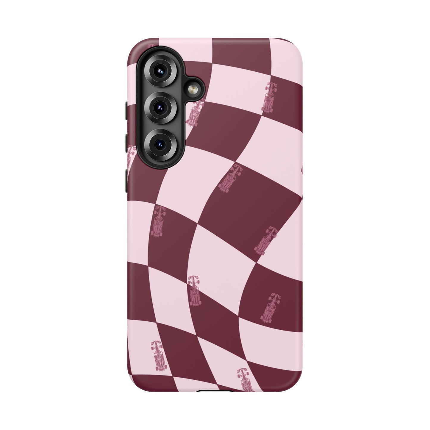 F1 Phone Case Pink Checkered Design, Trendy F1 Gift, Formula 1 Gift, Cute F1 Phone Case, Unique Formula One Phone Case