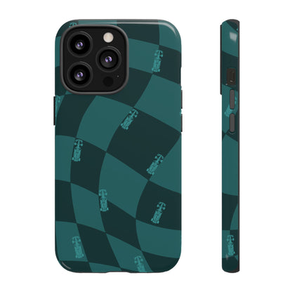F1 Phone Case Teal Checkered Design, Trendy F1 Gift, Formula 1 Gift, Cute F1 Phone Case, Unique Formula One Phone Case