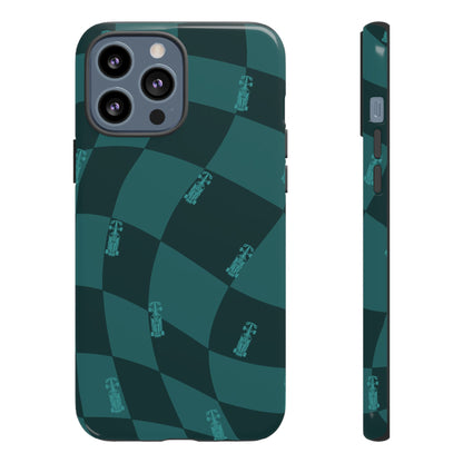 F1 Phone Case Teal Checkered Design, Trendy F1 Gift, Formula 1 Gift, Cute F1 Phone Case, Unique Formula One Phone Case