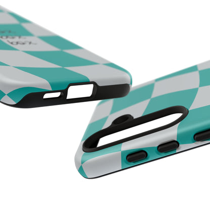 Mercedes Teal and Grey Checkered F1 Phone Case, Box Box Box F1 Phone Case