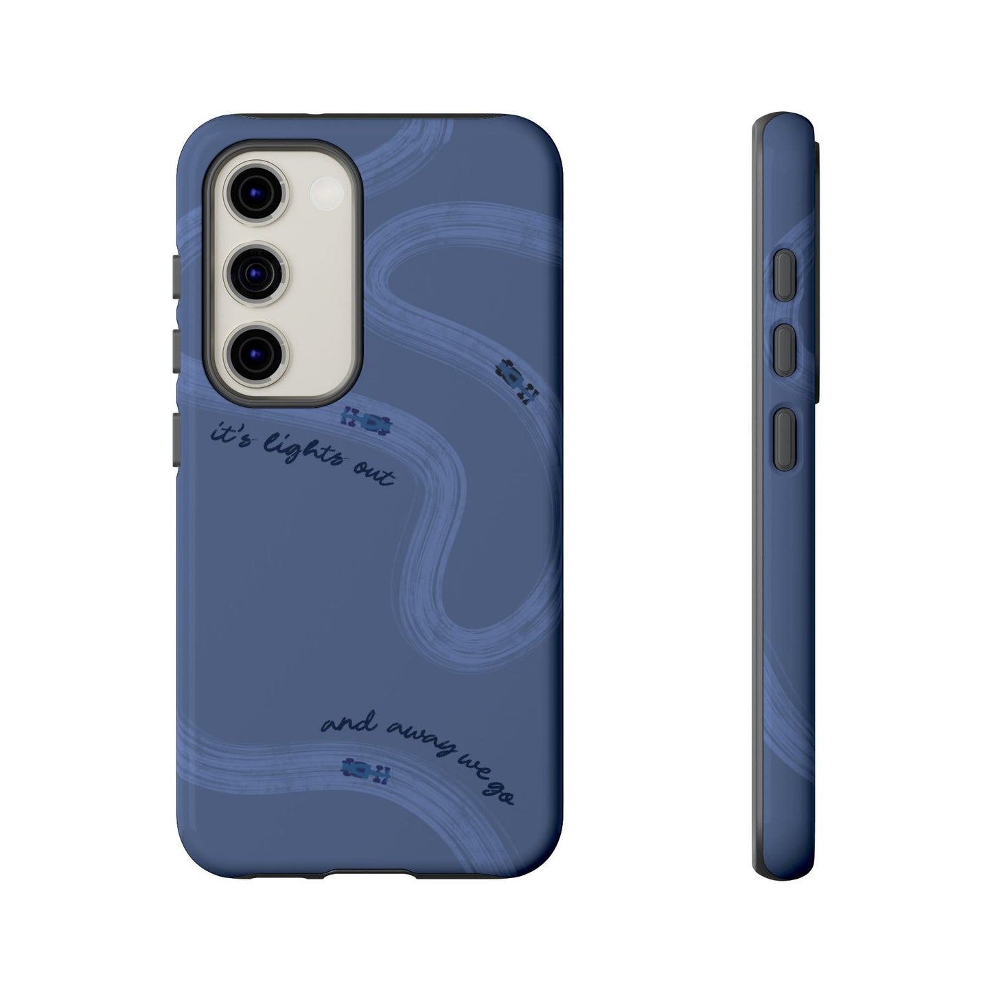 F1 Phone Case Monochrome Dark Blue Painted "its lights out and away we go", Trendy F1 Gift, Formula 1 Gift, Cute F1 Phone Case, Phone Case