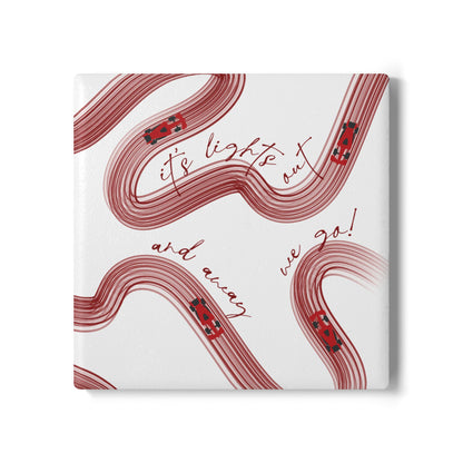 Red F1 Ceramic Coaster | Curved Tracks with Tiny Cars