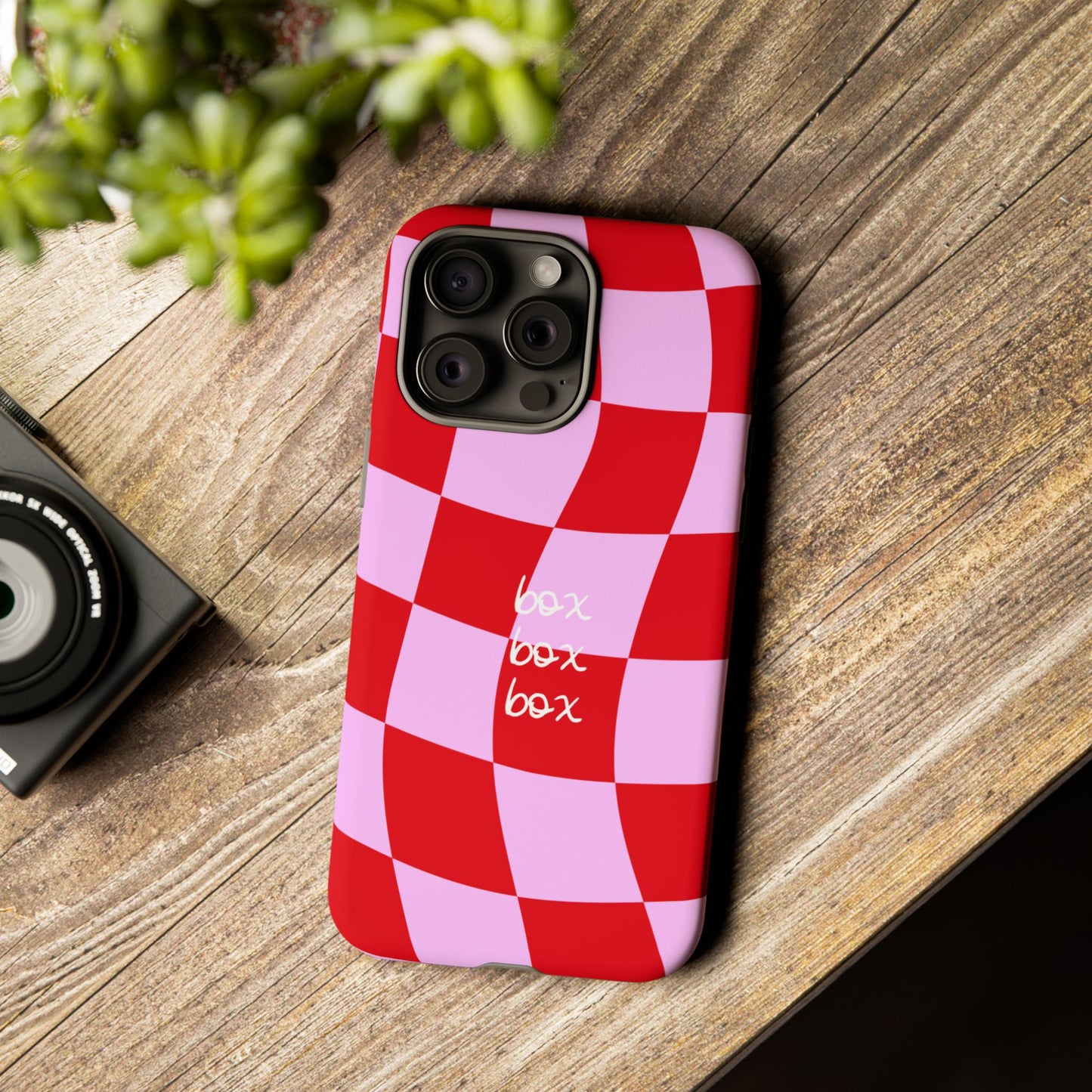 Pink and Red Checkered F1 Phone Case, Box Box Box F1 Phone Case