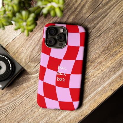 Pink and Red Checkered F1 Phone Case, Box Box Box F1 Phone Case