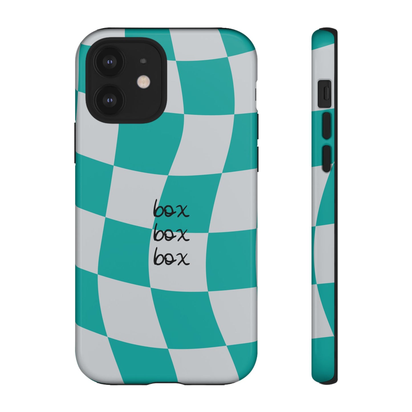 Mercedes Teal and Grey Checkered F1 Phone Case, Box Box Box F1 Phone Case