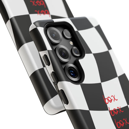 Black and Red Checkered F1 Phone Case, Box Box Box F1 Phone Case