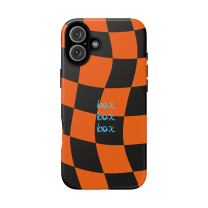 McLaren Orange and Black Checkered F1 Phone Case, Box Box Box F1 Phone Case