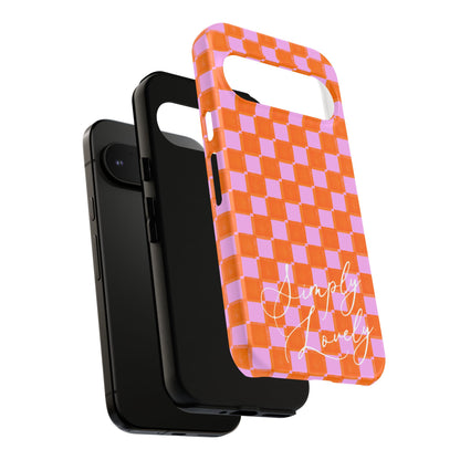 Simply Lovely Orange and Pink Checkered F1 Phone Case Design, Trendy F1 Gift, Formula 1 Gift, Cute F1 Phone Case